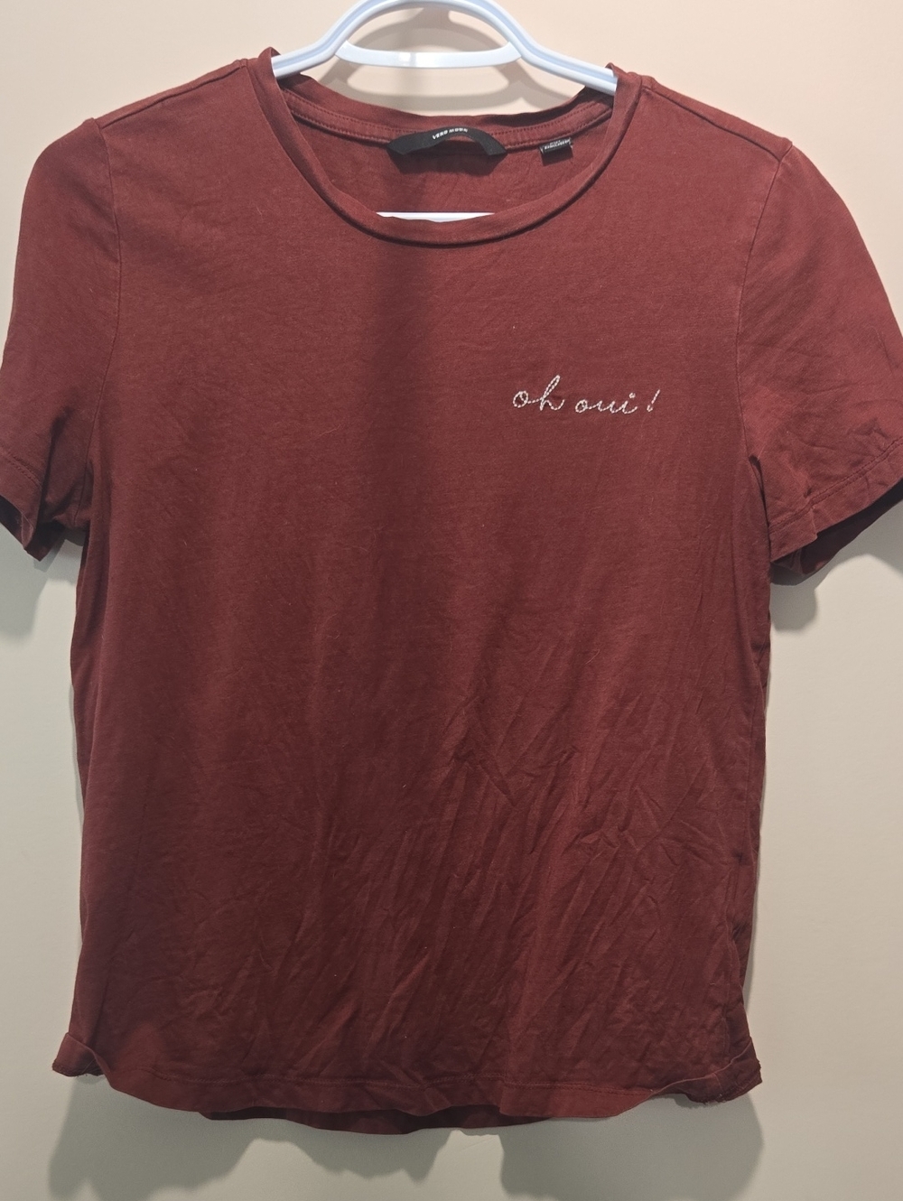 Vero Moda Brick Red 'oh oui!' Short Sleeve Crewneck Tee